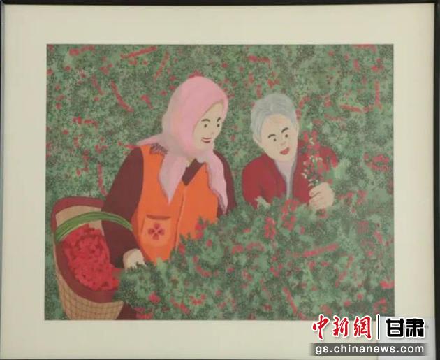 靖遠縣枸杞種植業(yè)帶動10多萬農(nóng)民脫貧致富。刺繡 王明風 繡稿 胡靜
