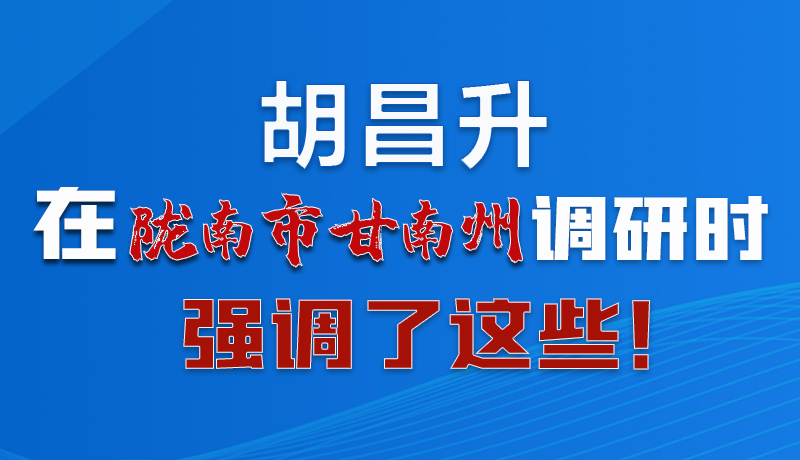 圖解|胡昌升在隴南市甘南州調(diào)研時強調(diào)了這些！