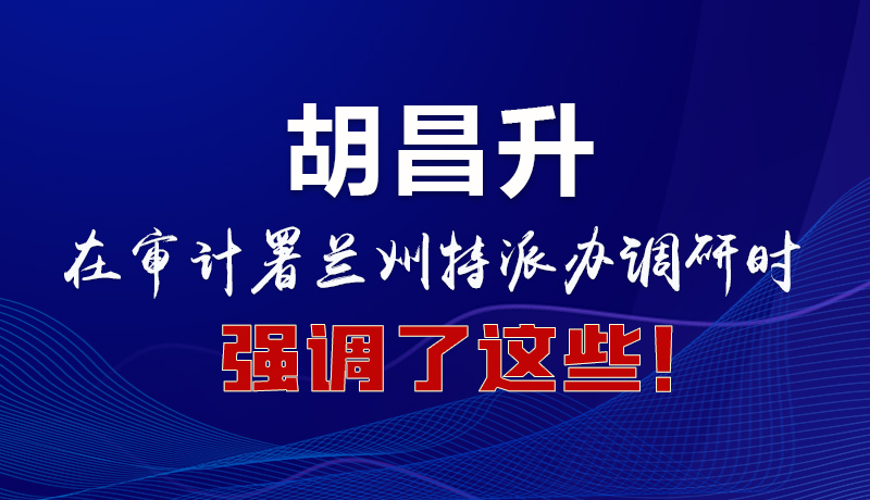 圖解|胡昌升在審計署蘭州特派辦調(diào)研時強(qiáng)調(diào)了這些！