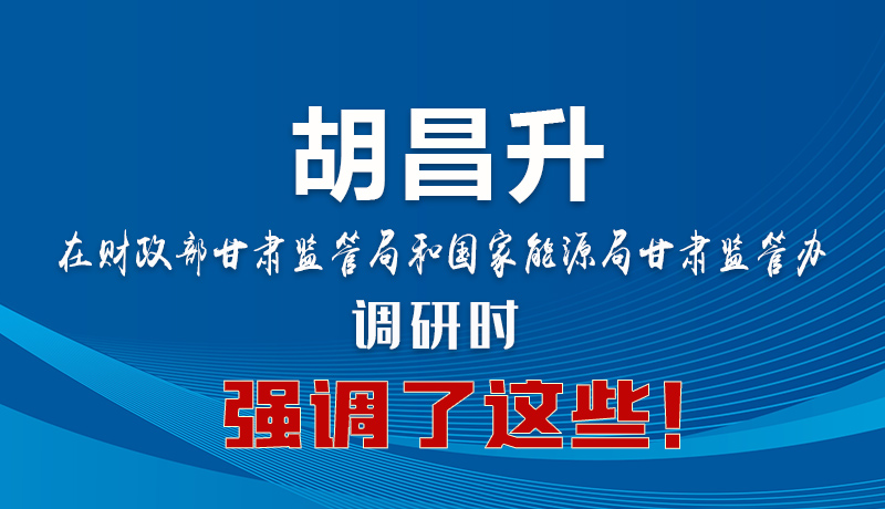 圖解|胡昌升在財政部甘肅監(jiān)管局和國家能源局甘肅監(jiān)管辦調(diào)研時強調(diào)了這些！